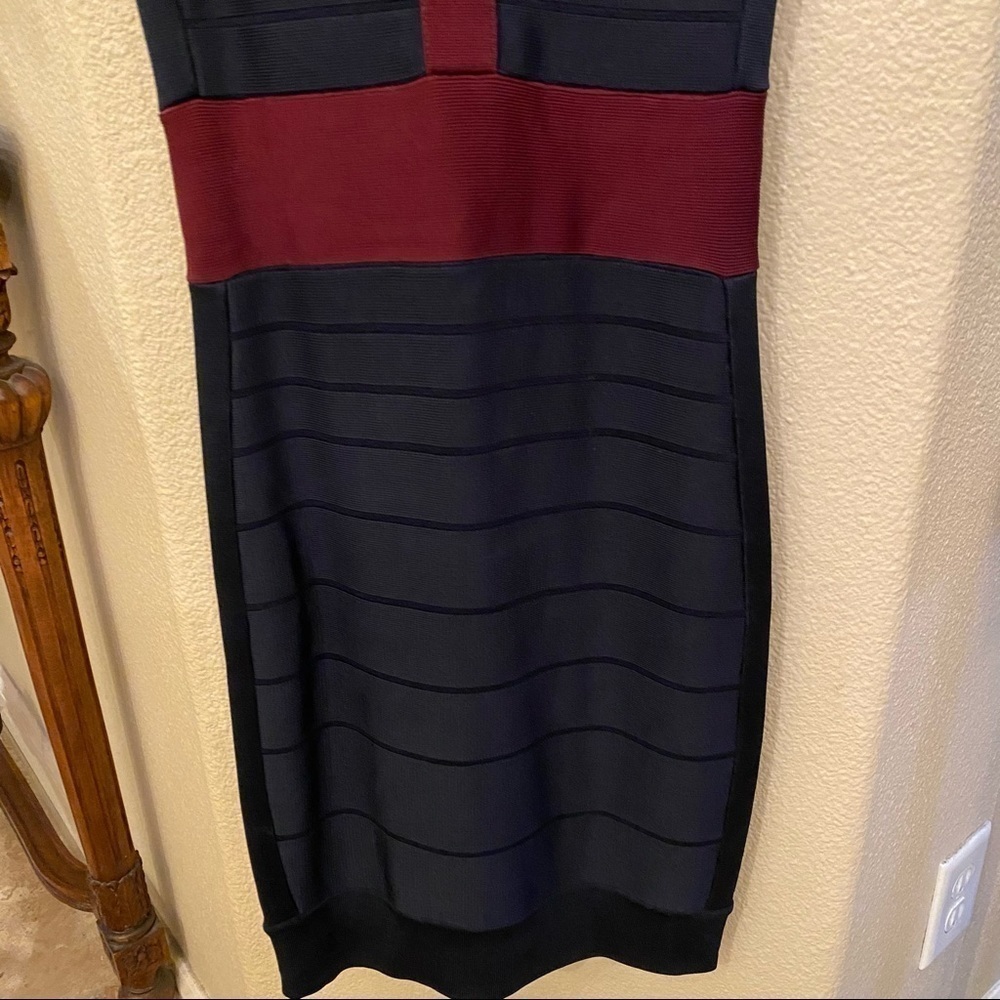 FRENCH CONNECTION Burgundy Navy Bandage Dress-2 - Picture 3 of 7